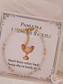 Bransoletka dla dziewczynki z kwarcu różowego i kamienia księżycowego