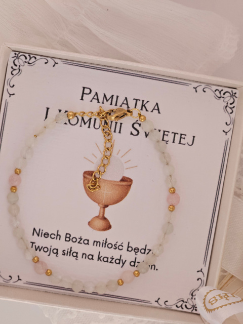 Bransoletka dla dziewczynki z kwarcu różowego i kamienia księżycowego