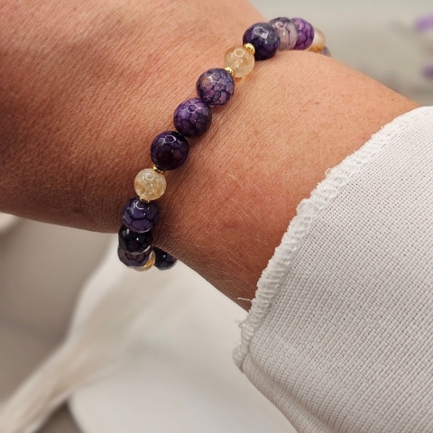 Bransoletka na gumce Agat z cytrynem