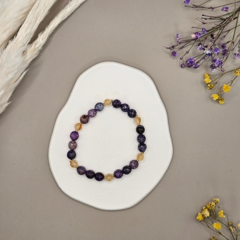 Bransoletka na gumce Agat z cytrynem