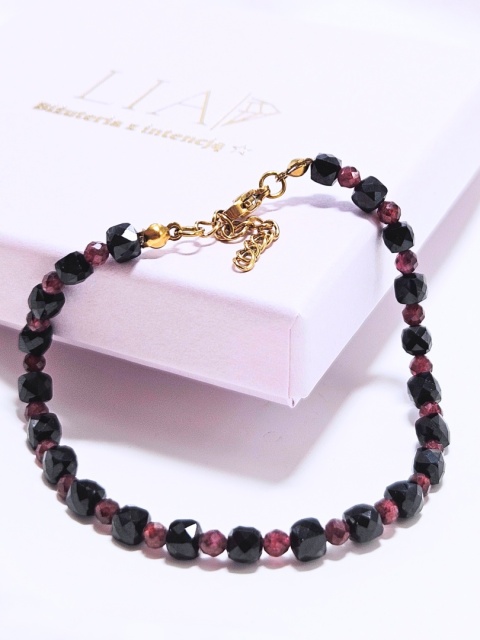 Bransoletka turmalin z granatem