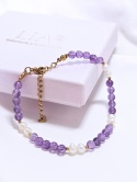 Bransoletka Ametyst + perła słodkowodna